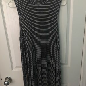 Mock Neck striped t shirt dress